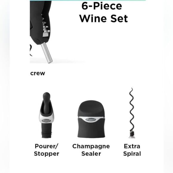 "NEW" Houdini Black 6 Pc Wine Tool Kit Set Corkscrew, Wine & Champagne Sealer OS - Picture 2 of 16